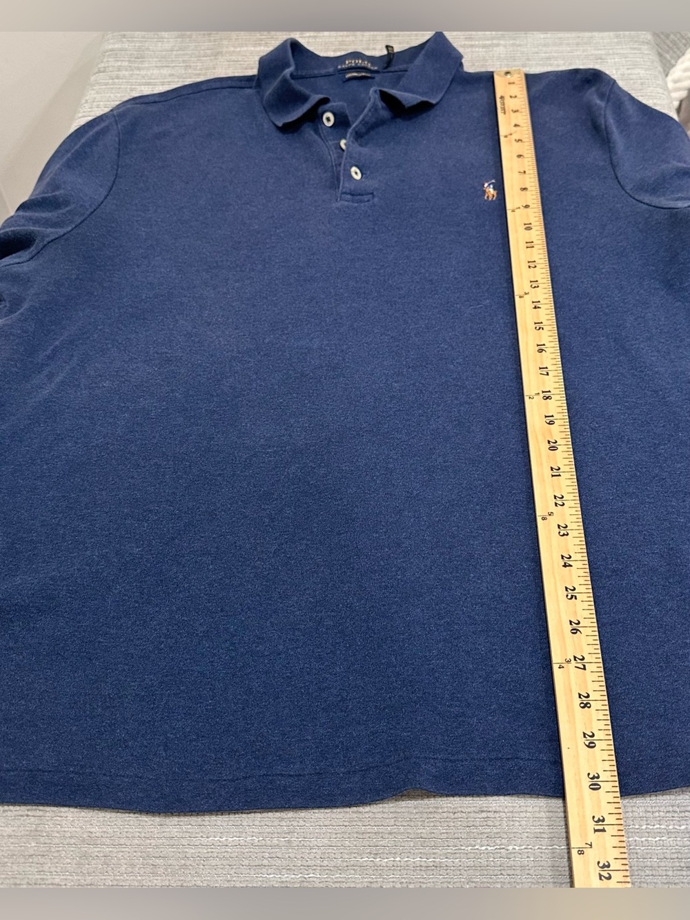 Polo Ralph Lauren Polo Shirt Mens XXL Blue Custom Slim Fit Cotton Short Sleeve - Picture 6 of 7